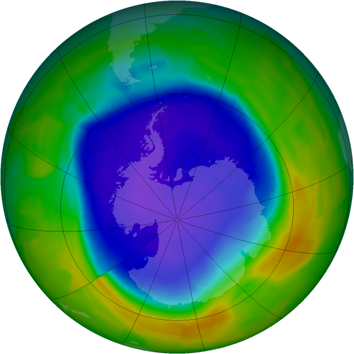 Antarctic ozone map for 22 October 2011